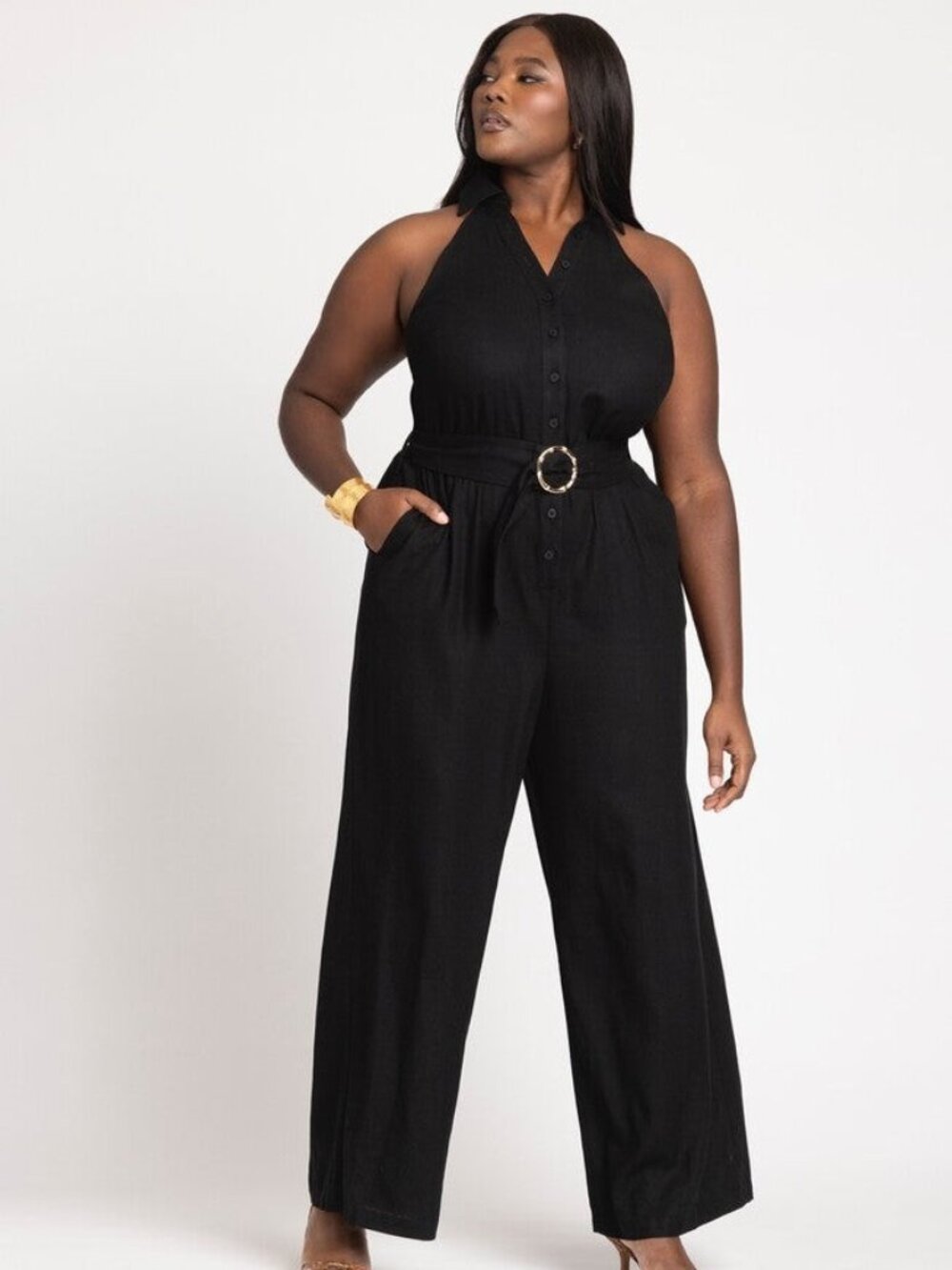 NWT Eloquii Halter Neck Jumpsuit in Black Onyx, size 16
